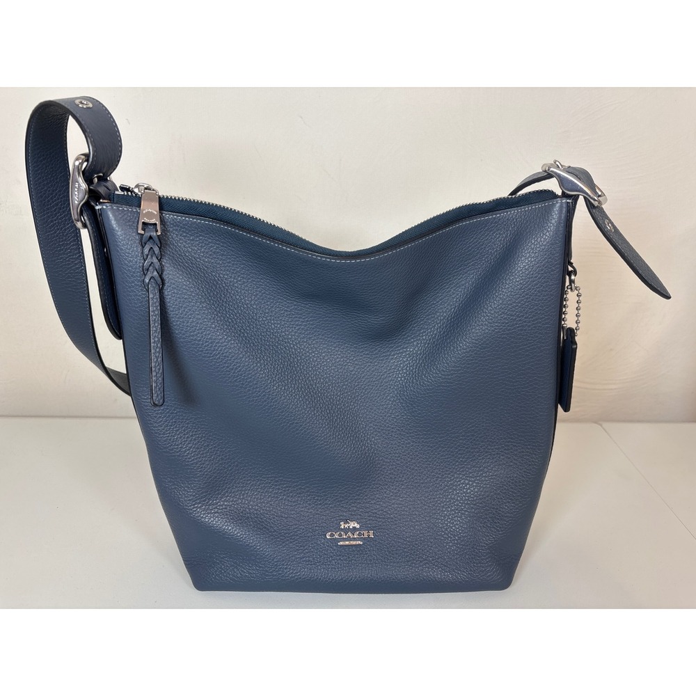 Coach Pennie Shoulder Bag Blue Pebbled Leather Hobo Crossbody C2818